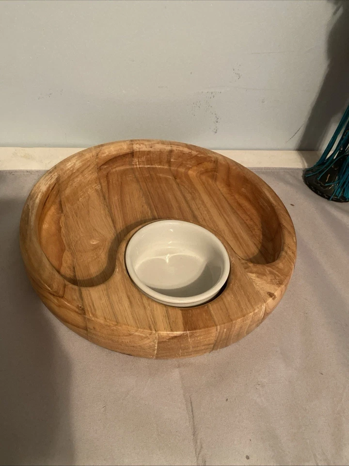 12" Wooden Serving Bowl for Chips & Dip with Ceramic Insert Winsome Wood - Image 1 of 4