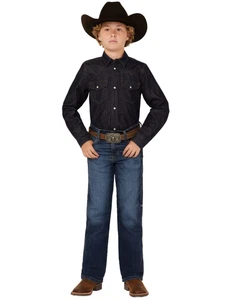Wrangler Boys' Retro  Troxler Dark Wash Relaxed Bootcut Stretch Denim Jeans - - Picture 1 of 10