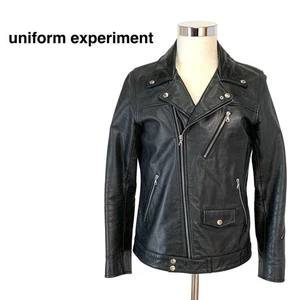 Uniform Experiment Double Rider Leather Jacket Black Blouson Vintage Clothing - Picture 1 of 10