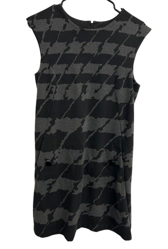 Abito tubino smanicato Michael Kors nero grigio taglia media mimetico pied de poule