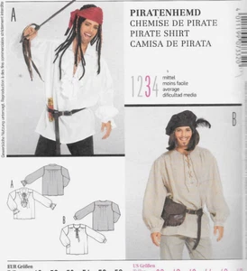 Burda Pattern 7332 Mens Costume Pirate Medieval/Renaissan Peasant Shirt Sz 38-48 - Picture 1 of 4