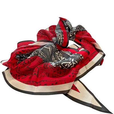 Vera Neumann Oblong Scarf Japan Vintage Geometric Red Black White 7 X 65 Retro - Image 1 of 4