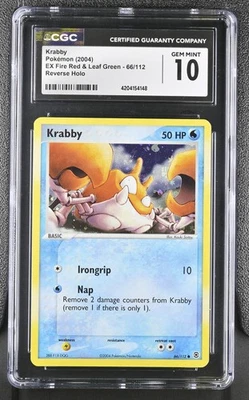 CGC 10 GEM MINT Krabby EX Fire Red & Leaf Green 66/112 Reverse Holo Pokemon Card - Image 1 of 2