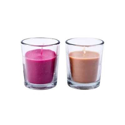 Scented Candle in Glass x2 Fresh Cotton/Fruit Fusion Ø5x6cm Decor Gift Fragrance - Image 1 of 2