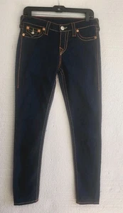 Pantalones de mezclilla ajustados True Religion Stella tiro bajo lavado oscuro para mujer talla 28 hechos en EE. UU. - Imagen 1 de 12