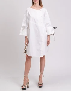 RRP€737 MARINA YEE Shirt Dress Size M White Button Closure Round Neck - Picture 1 of 8