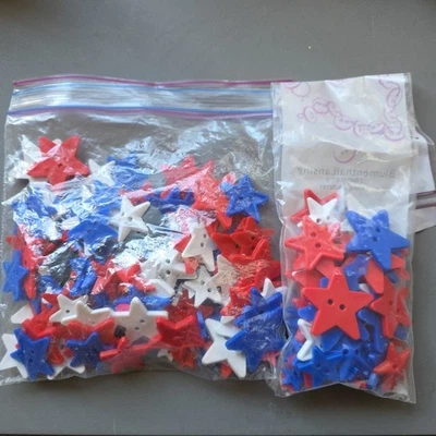 Botones Estrella Multicolor Multi Talla Surtidos Rojo Blanco Y Azul Foto 1 de 3