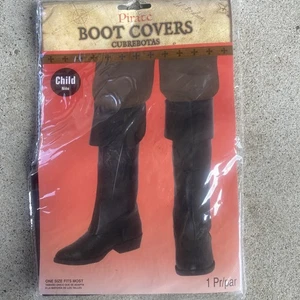 Pirate Costume Black Boot Cover Child Size 1 Pair Topper One Size Fits Most - Picture 1 of 1