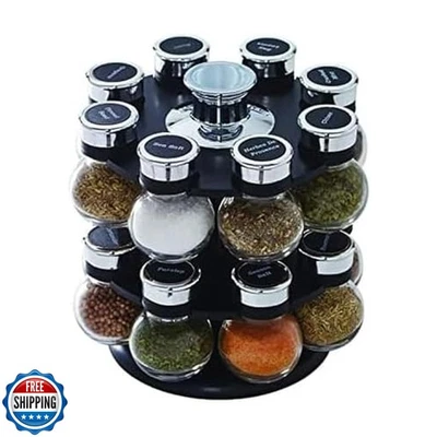 Kamenstein 16 Jar Ellington Revolving Countertop Spice Rack with Lift and Pou - Image 1 of 4
