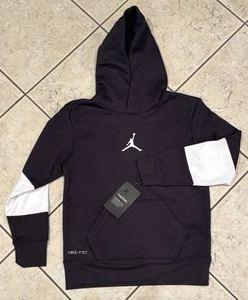 Nike Jordan Jumpman Boys Hoodie Therma Dri-fit Size S 8-10 Yrs Black White NWT - Picture 1 of 7