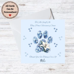 Personalised Veterinary Thank You Card - Pet Dog Cat - Customisable Name & Vets - Picture 1 of 1