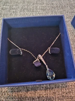 Original Swarovski Kette Collier Silber Blauer Stein - Bild 1 von 3