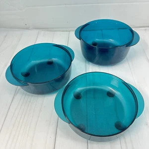 Tupperware Microwave Vent N Serve Bowl Set Of 3 Teal 3 1/2, 2 1/2 & 1 3/4 Cup - Picture 1 of 19