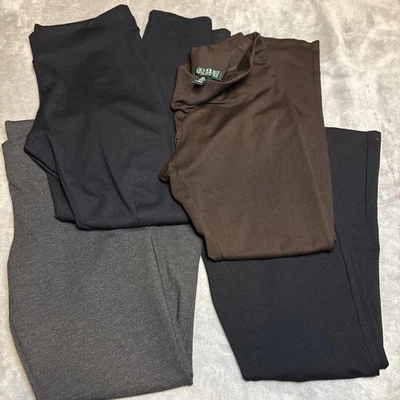 Lauren Ralph Lauren Lot 4 Women's Leggings Ponte Pants Sz PM Petite Black Brown - Image 1 of 4