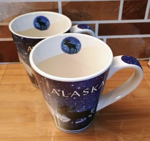 Set of 2 Polar Graphics Alaska ceramic Mug 12 Oz Bull Moose Mountains Scenic - Picture 1 of 6