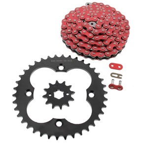 87-1992 Honda FourTrax TRX 250X Non O-Ring Red Chain & Black Sprocket 12/38 86L - Picture 1 of 3