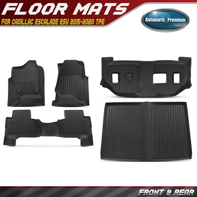 5x Front & Rear Trunk Black Floor Mats for Cadillac Escalade ESV 2015-2020 TPE - Image 1 of 4