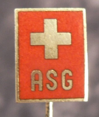 SCHWEIZ, A S G, ANSTECKNADEL Schweizer Kreuz auf rot A S G Geografengesellsch.? - Bild 1 von 4