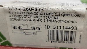 280-833 WAGO QTY 100 4-CONDUCTOR THROUGH TERMINAL BLOCK - Picture 1 of 4