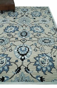 Hand Tufted 5x8 Beige, Teal and Black traditional wool area rug - DD/MA253 - Picture 1 of 11