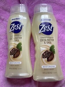 (2) Zest Creamy Indulgence Cocoa Butter & Shea Moisturizing Body Wash-18oz Each