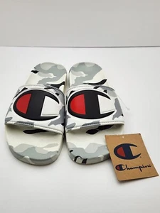 Champion IPO Camo White, Grey & Black Slide Sandals Youth Size 4 - New with Tag - Picture 1 of 7