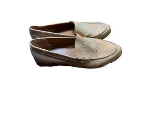 Lucky Brand Redmy Halbschuhe flache Damenschuhe 9,5 M hellbraun Leder Nieten Peace - Bild 1 von 6