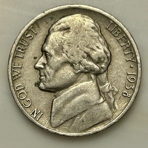 1938-D Jefferson Nickel. Please Read. Your Actual Coin In Photo Cover