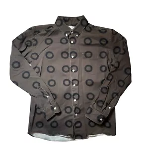 SATURDAYS Surf NYC Herren Button Down Hemd Kreise Braun Schwarz Größe Large - Bild 1 von 7
