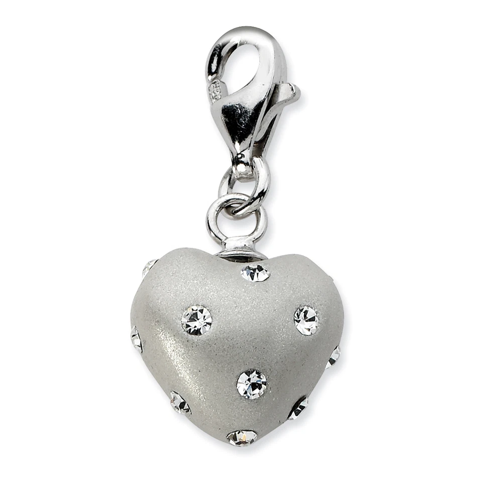 Stellux Cristallo Bianco Ferido Cuore Ciondolo .925 Argento Sterling 3D - Immagine 1 di 1