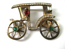 VINTAGE / ANTIQUE STERLING SILVER MARKED  WESTERN STAGE COACH BROOCH 2 X 2 1/2"