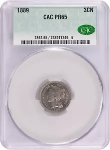 1889 Three Cent Nickel PR65 CACG - Picture 1 of 2