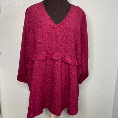 ingrid and isabel maternity Blouse Shirt Top Women Size XL Purple Pink Polka Dot - Image 1 of 4