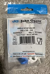 John Guest ASVPP2LF Angle Stop Adapter Valve Push-to-Connect 3/8in x 3/8in x 3/8 - Picture 1 of 1
