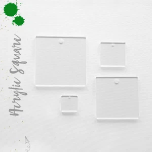 CLEAR ACRYLIC SQUARE BLANK WITH HOLE 1/16" THICK- (PACK 25-50-100) SELECT SIZE - Picture 1 of 1