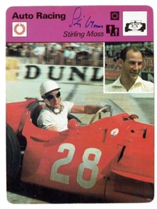 STIRLING MOSS signed Sportscaster Rencontre 1977 card Formula 1 autograph #09-15 - Picture 1 of 2