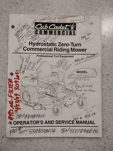 CUB CADET OPERATOR'S /SERVICE MANUAL - HYDROSTATIC ZERO TURN LAWN MOWER - Picture 1 of 3