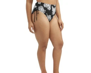 Time & Tru High Waist Swim Bikini Bottom Ruched Adjustable Floral Plus 2X 20-22W - Picture 1 of 6