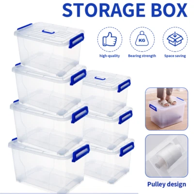 Aufbewahrungsbox Deckel Kunststoffbox Stapelbox Regalbox Lagerbox Transparent - Bild 1 von 4