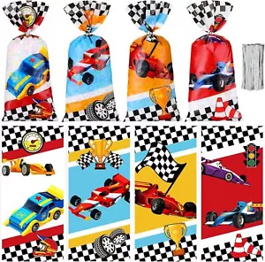 100 Pcs Race Car Party Treat Bags Cellophane Bags Race Car Gift Treat Bag Goo... - Picture 1 of 1