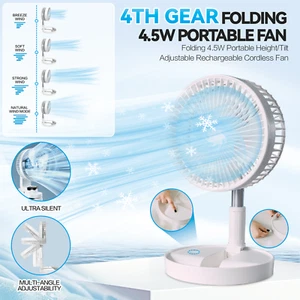 Folding Portable Rechargeable Fan Foldable Height Tilt Angle Adjustable Fan 40db - Picture 1 of 7