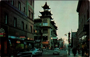 Vintage Chrome Postcard 1960s- Chinatown at Night, San Francisco, California - Picture 1 of 2