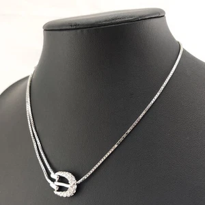 ⭐ Swarovski Halskette Collier Anhänger Strass Stein Kette Perle Silber 137 ⭐ - Bild 1 von 3