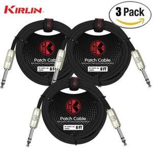 3er-Pack Kirlin 6 Fuß 1/4 Zoll TRS Stecker auf dasselbe 20 AWG Stereo Patchkabel AP-209 PR-06 - Bild 1 von 1