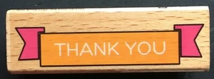 THANK YOU GRATITUDE SENTIMENT WORD PHRASE SASH BANNER Studio G Wood Rubber Stamp - Picture 1 of 3
