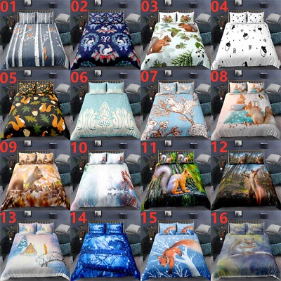 FANTASTIC QUILT Squirrel Single Double King Super King Size Bed Duvet Quilt Cover Set Pillowcase
