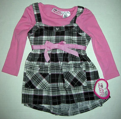 Camisa de vestir a cuadros rosa manga larga Young Hearts de una pieza 18 meses Foto 1 de 4