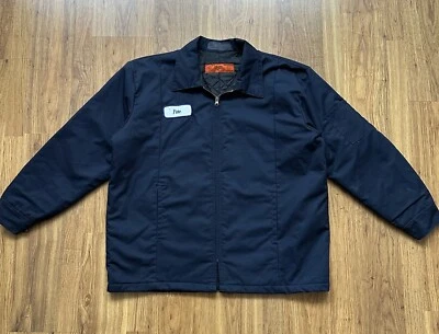 Cintas Mechanic Quilt Lined Navy Blue Service Workwear Jacket, Mens Large Patch - Image 1 of 4