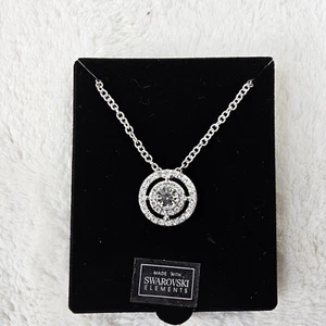 Silver Tone Pendant Necklace Made With Swarovski Elements - Picture 1 of 7