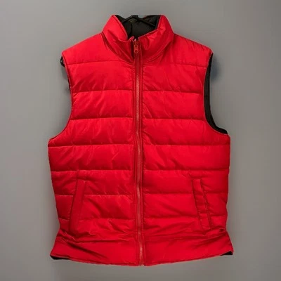 Gap MENS REVERSABLE VEST Red/Black Puffer Zip 4 Pockets Size Medium - Image 1 of 4